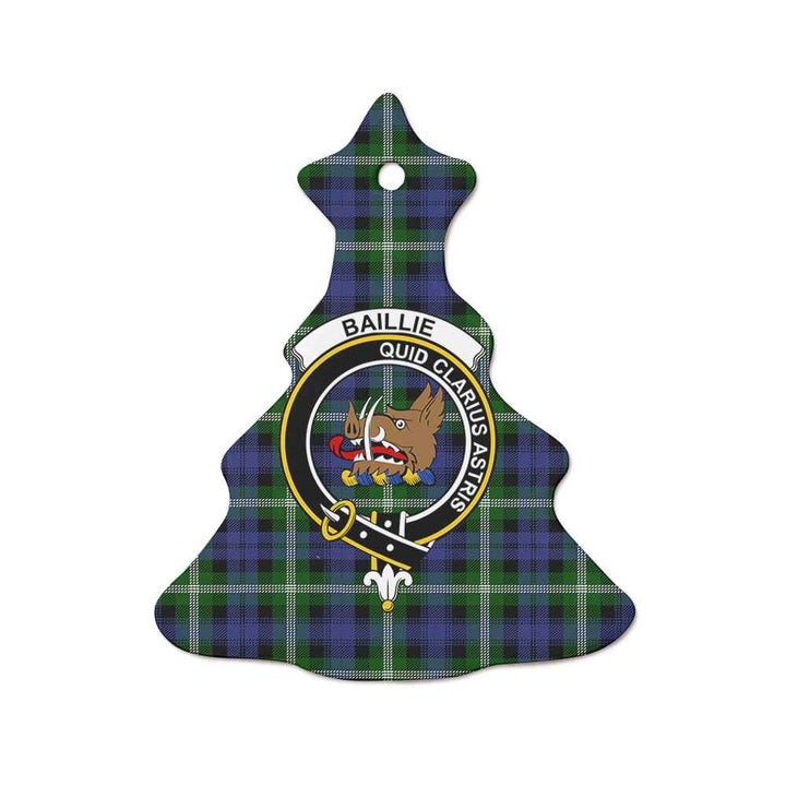 Scottish Baillie Clan Crest Tartan Ceramic Ornament Tree Shape Tartan Plaid