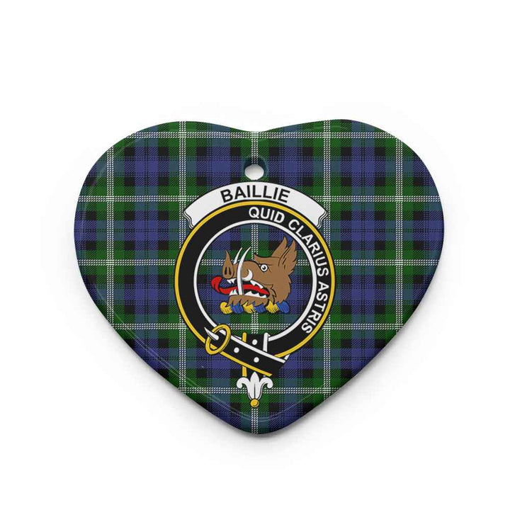 Scottish Baillie Clan Crest Tartan Ceramic Ornament Heart Shape Tartan Plaid