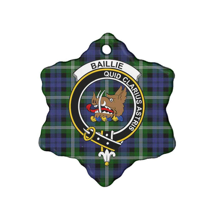 Scottish Baillie Clan Crest Tartan Ceramic Ornament Snow Flake Shape Tartan Plaid