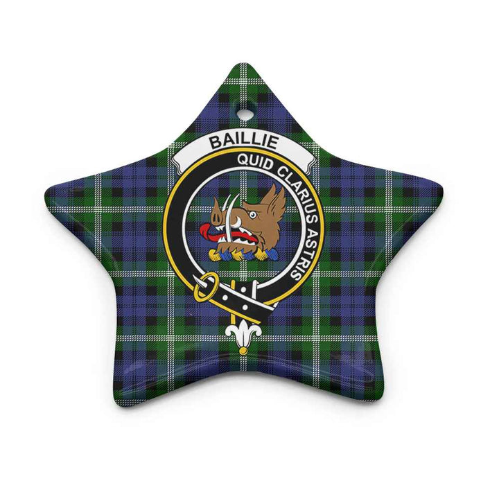 Scottish Baillie Clan Crest Tartan Ceramic Ornament Star Shape Tartan Plaid