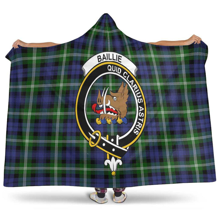 Scottish Baillie Clan Crest Tartan Hooded Blanket Tartan Plaid 1