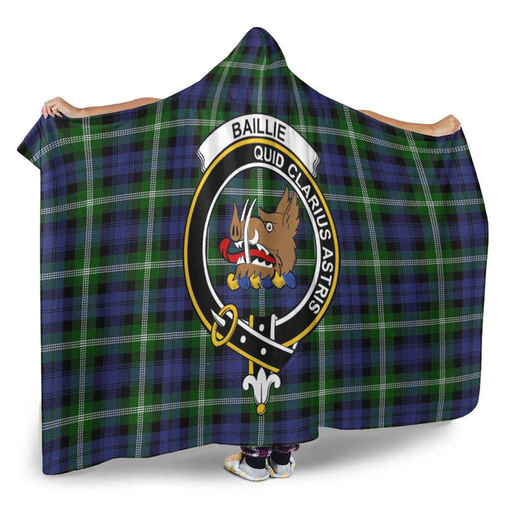 Scottish Baillie Clan Crest Tartan Hooded Blanket Tartan Plaid 2