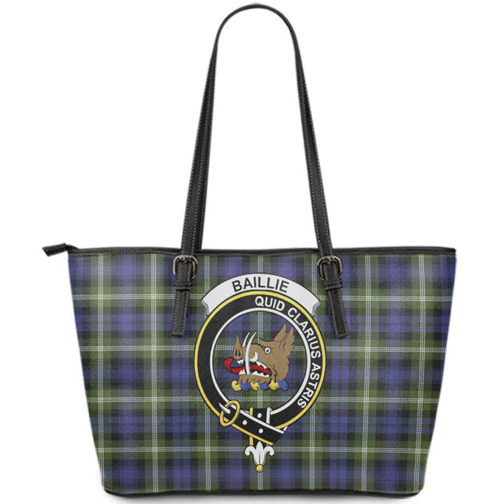 Scottish Baillie Clan Crest Tartan Leather Tote Tartan Plaid