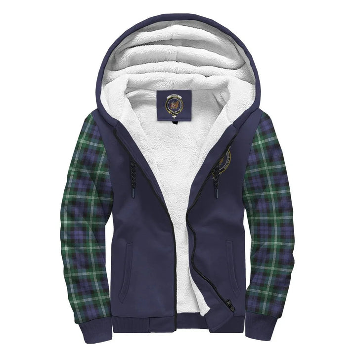 Scottish Baillie Clan Crest Tartan Plaid Sleeve Sherpa Hoodie