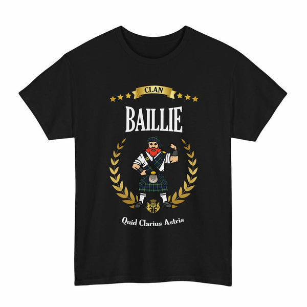 Scottish Baillie Clan Tartan T-Shirt - Motto Scotsman Tartan Plaid Black Color