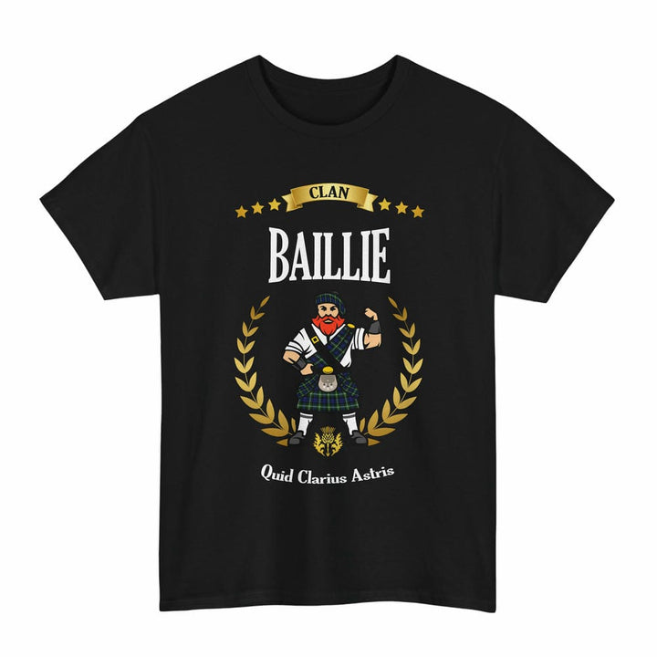Scottish Baillie Clan Tartan T-Shirt - Motto Scotsman Tartan Plaid Black Color