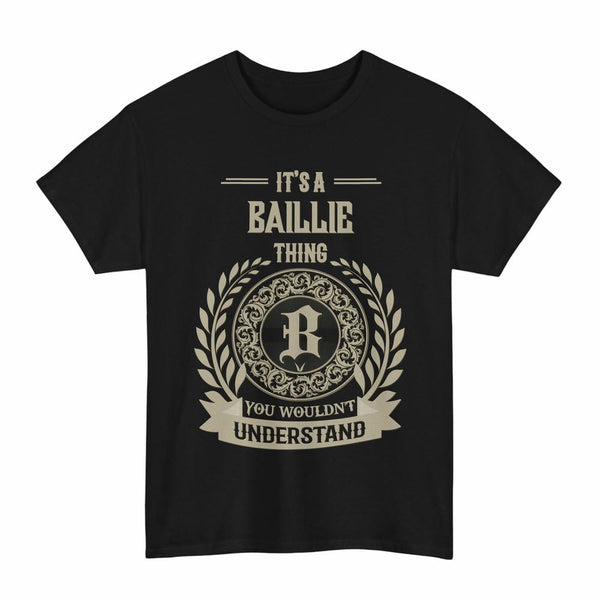 Scottish Baillie Clan Tartan T-Shirt - Vintage Family Name Tartan Plaid Black Color