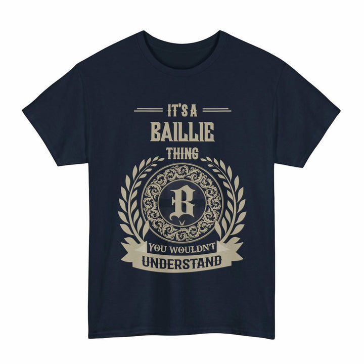 Scottish Baillie Clan Tartan T-Shirt - Vintage Family Name Tartan Plaid Navy Color