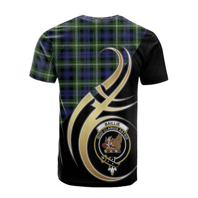 Scottish Baillie Modern Clan Crest Tartan T-Shirt Believe in Me Back Side Tartan Plaid