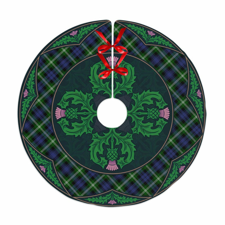 Scottish Baillie Modern Clan Tartan Christmas Tree Skirt Old Scottish Thistle Flower No Tassels Tartan Plaid 1