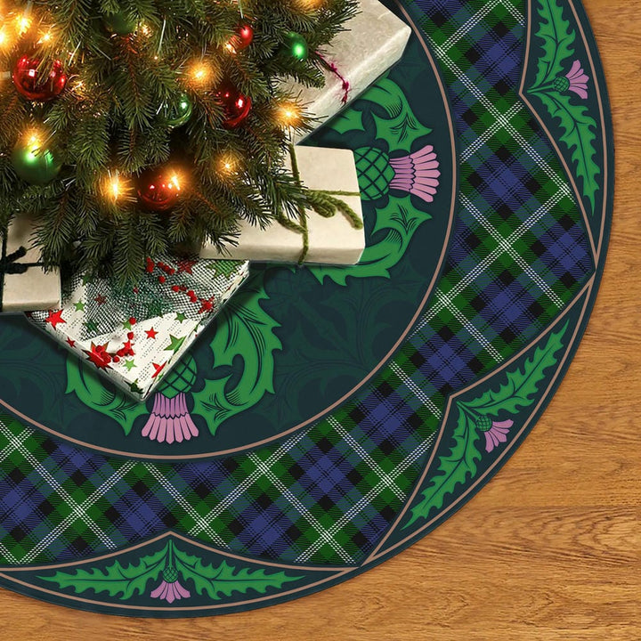 Scottish Baillie Modern Clan Tartan Christmas Tree Skirt Old Scottish Thistle Flower No Tassels Tartan Plaid 2
