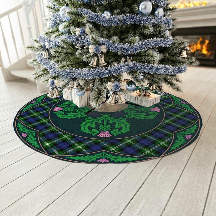 Scottish Baillie Modern Clan Tartan Christmas Tree Skirt Old Scottish Thistle Flower No Tassels Tartan Plaid 3