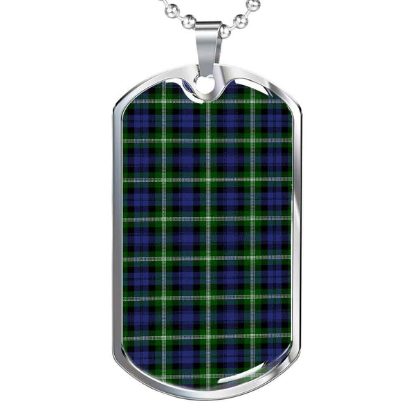 Scottish Baillie Modern Clan Tartan Military Dog Tag Necklace Tartan Plaid