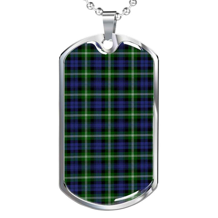 Scottish Baillie Modern Clan Tartan Military Dog Tag Necklace Tartan Plaid