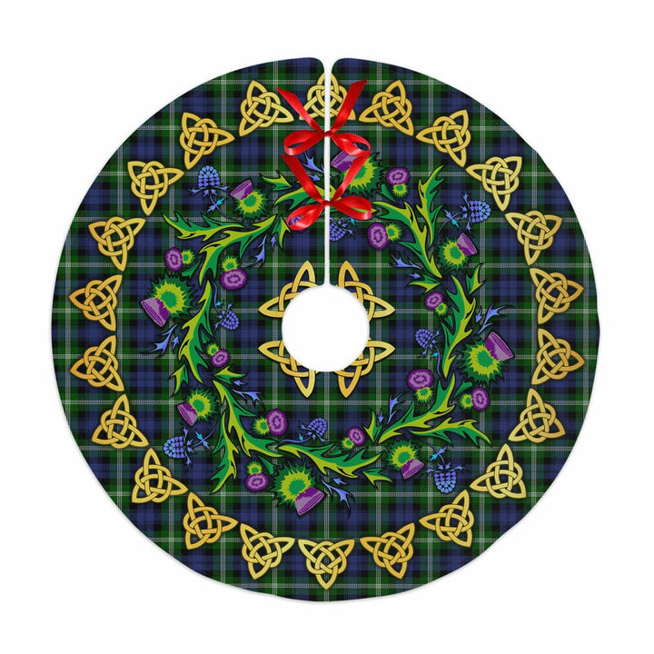 Scottish Baillie Modern Clan Tartan Thistle Celtic Knot Christmas Tree Skirt No Tassels Tartan Plaid 1