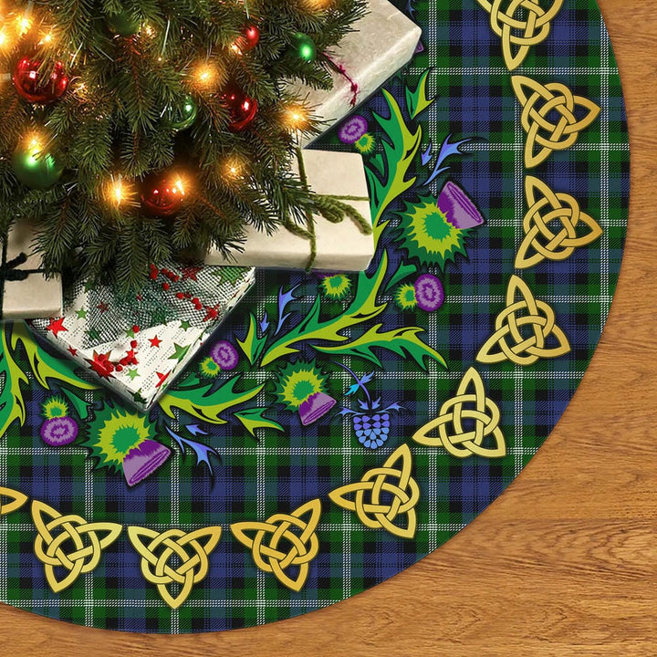 Scottish Baillie Modern Clan Tartan Thistle Celtic Knot Christmas Tree Skirt No Tassels Tartan Plaid 2