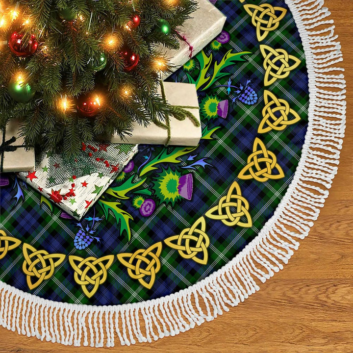 Scottish Baillie Modern Clan Tartan Thistle Celtic Knot Christmas Tree Skirt Tassels Tartan Plaid 2