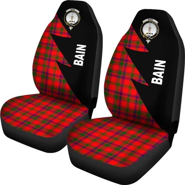Scottish Bain Clan Crest Tartan Car Seat Covers - Flash Style 2