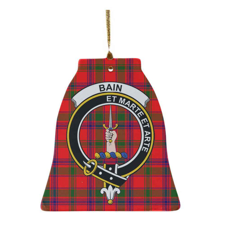 Scottish Bain Clan Crest Tartan Ceramic Ornament Bell Shape Tartan Plaid