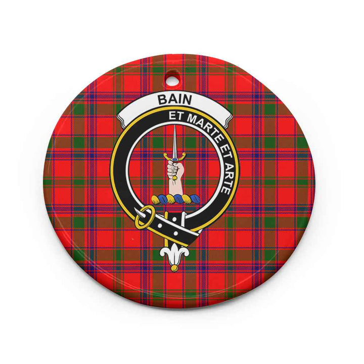 Scottish Bain Clan Crest Tartan Ceramic Ornament Circle Shape Tartan Plaid