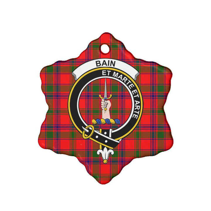 Scottish Bain Clan Crest Tartan Ceramic Ornament Snow Flake Shape Tartan Plaid