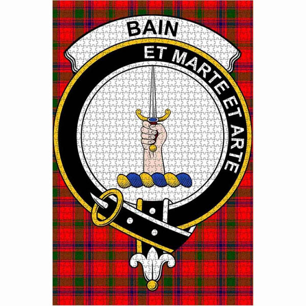 Scottish Bain Clan Crest Tartan Jigsaw Puzzle 1