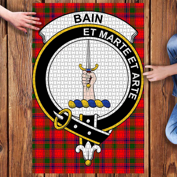 Scottish Bain Clan Crest Tartan Jigsaw Puzzle 3