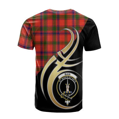 Scottish Bain Clan Crest Tartan T-Shirt Believe in Me Back Side Tartan Plaid