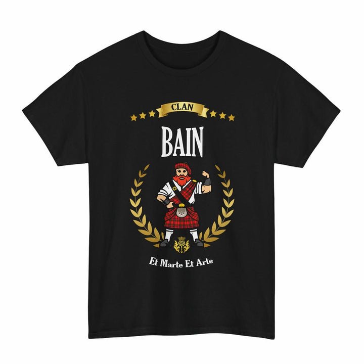 Scottish Bain Clan Tartan T-Shirt - Motto Scotsman Tartan Plaid Black Color