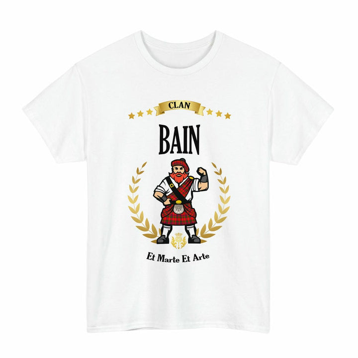 Scottish Bain Clan Tartan T-Shirt - Motto Scotsman Tartan Plaid White Color