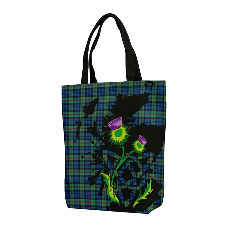 Scottish Baird Ancient Clan Tartan Canvas Bag With Shoulder Strap With Thistle Tartan Plaid 1