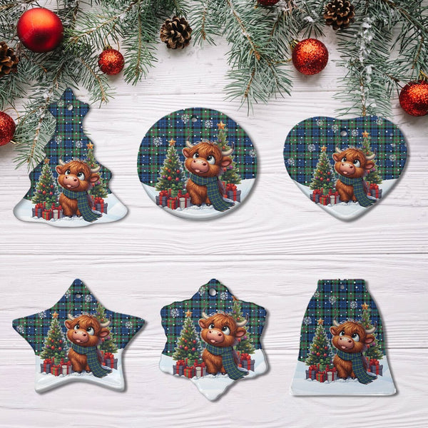 Scottish Baird Ancient Clan Tartan Ceramic Ornament Cute Highland Cow Christmas All Style Tartan Plaid
