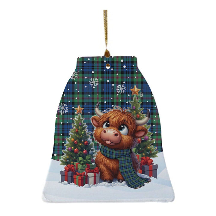 Scottish Baird Ancient Clan Tartan Ceramic Ornament Cute Highland Cow Christmas Bell Style Tartan Plaid