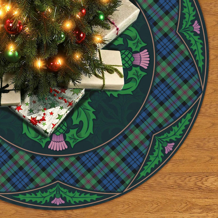 Scottish Baird Ancient Clan Tartan Christmas Tree Skirt Old Scottish Thistle Flower No Tassels Tartan Plaid 2