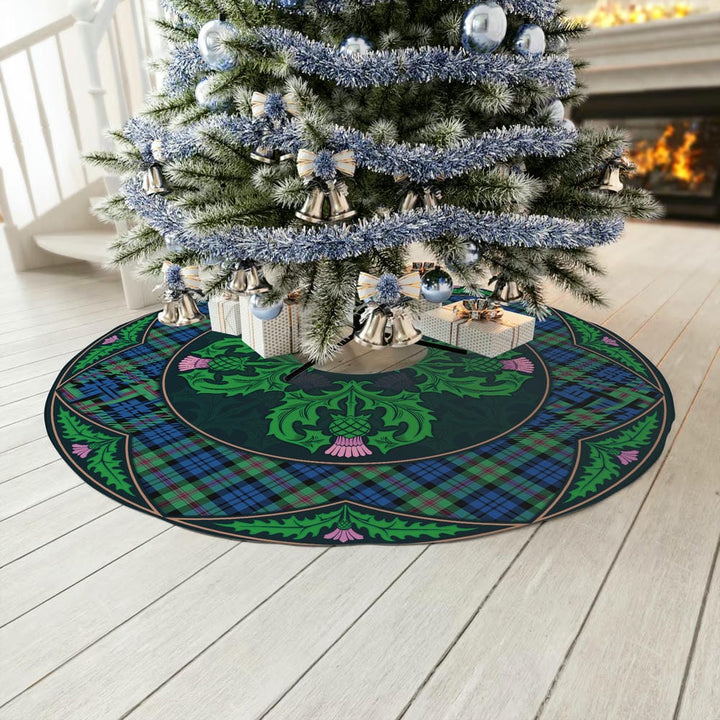 Scottish Baird Ancient Clan Tartan Christmas Tree Skirt Old Scottish Thistle Flower No Tassels Tartan Plaid 3