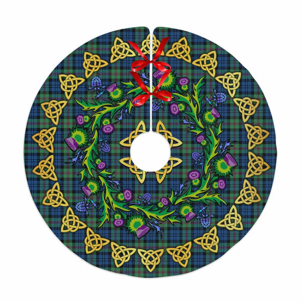 Scottish Baird Ancient Clan Tartan Thistle Celtic Knot Christmas Tree Skirt No Tassels Tartan Plaid 1
