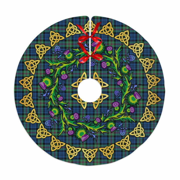Scottish Baird Ancient Clan Tartan Thistle Celtic Knot Christmas Tree Skirt No Tassels Tartan Plaid 1