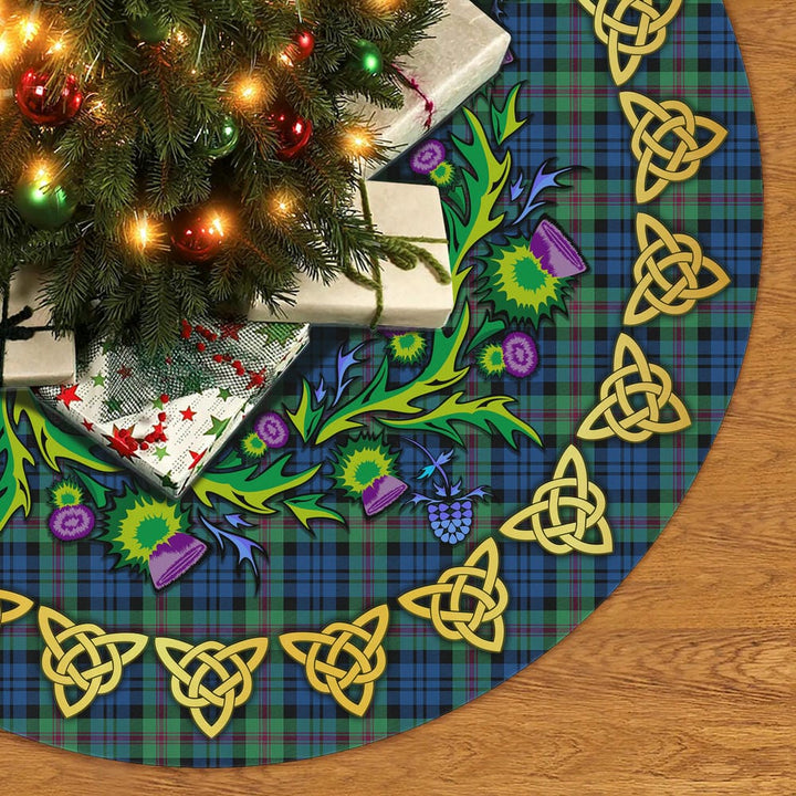 Scottish Baird Ancient Clan Tartan Thistle Celtic Knot Christmas Tree Skirt No Tassels Tartan Plaid 2