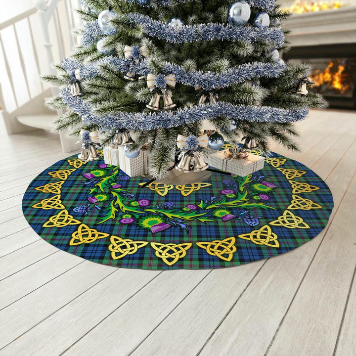 Scottish Baird Ancient Clan Tartan Thistle Celtic Knot Christmas Tree Skirt No Tassels Tartan Plaid 3