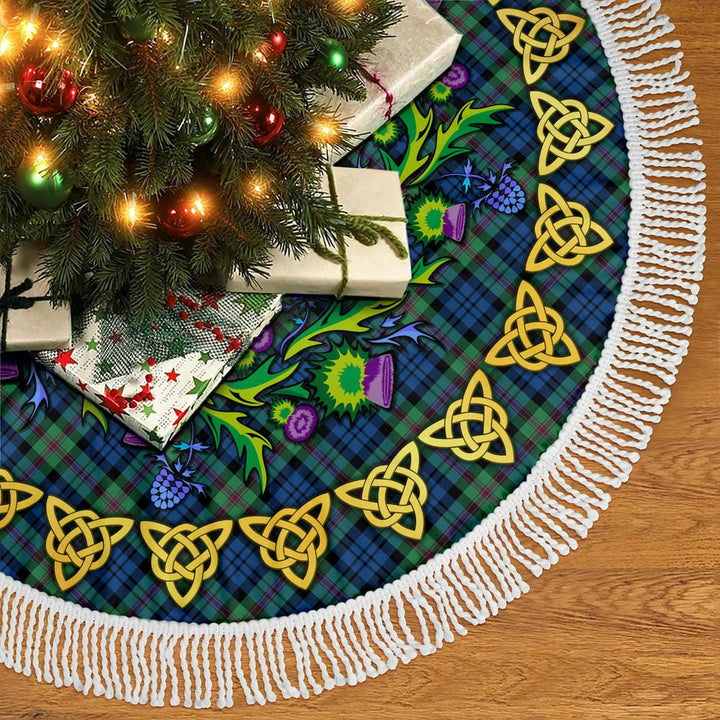 Scottish Baird Ancient Clan Tartan Thistle Celtic Knot Christmas Tree Skirt Tassels Tartan Plaid 2