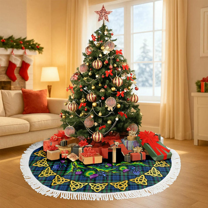 Scottish Baird Ancient Clan Tartan Thistle Celtic Knot Christmas Tree Skirt Tassels Tartan Plaid 3