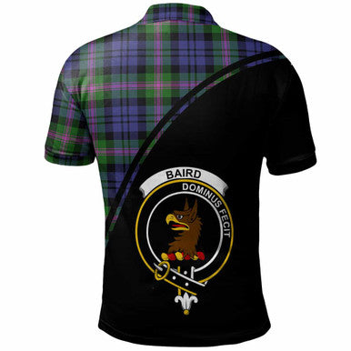 Scottish Baird Clan Crest Tartan Curve Polo Shirt Back Side Tartan Plaid