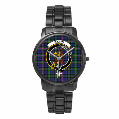 Scottish Baird Clan Crest Tartan Folding Clasp Steel Quartz Watches Tartan Plaid Black 1