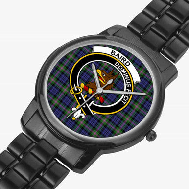 Scottish Baird Clan Crest Tartan Folding Clasp Steel Quartz Watches Tartan Plaid Black 2