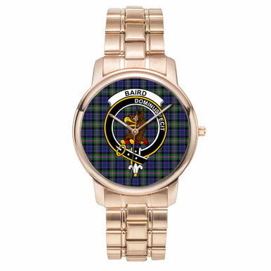 Scottish Baird Clan Crest Tartan Folding Clasp Steel Quartz Watches Tartan Plaid Rose Gold 1
