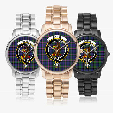 Scottish Baird Clan Crest Tartan Folding Clasp Steel Quartz Watches Tartan Plaid All