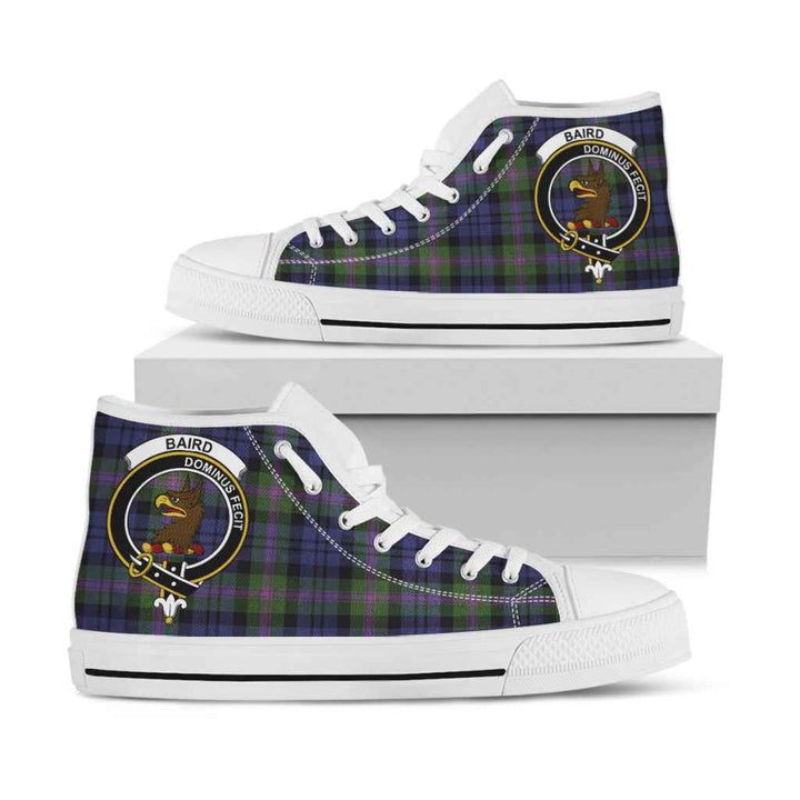 Scottish Baird Clan Crest Tartan High Top Shoes White Sole Tartan Plaid