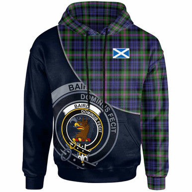 Scottish Baird Clan Crest Tartan Hoodie - Bend Style Front Side Tartan Plaid