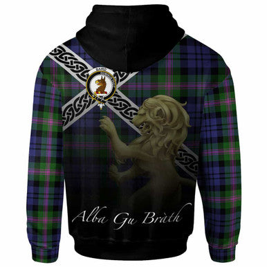 Scottish Baird Clan Crest Tartan Hoodie - Scotland Lion Back Side Tartan Plaid