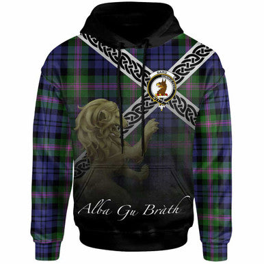 Scottish Baird Clan Crest Tartan Hoodie - Scotland Lion Front Side Tartan Plaid
